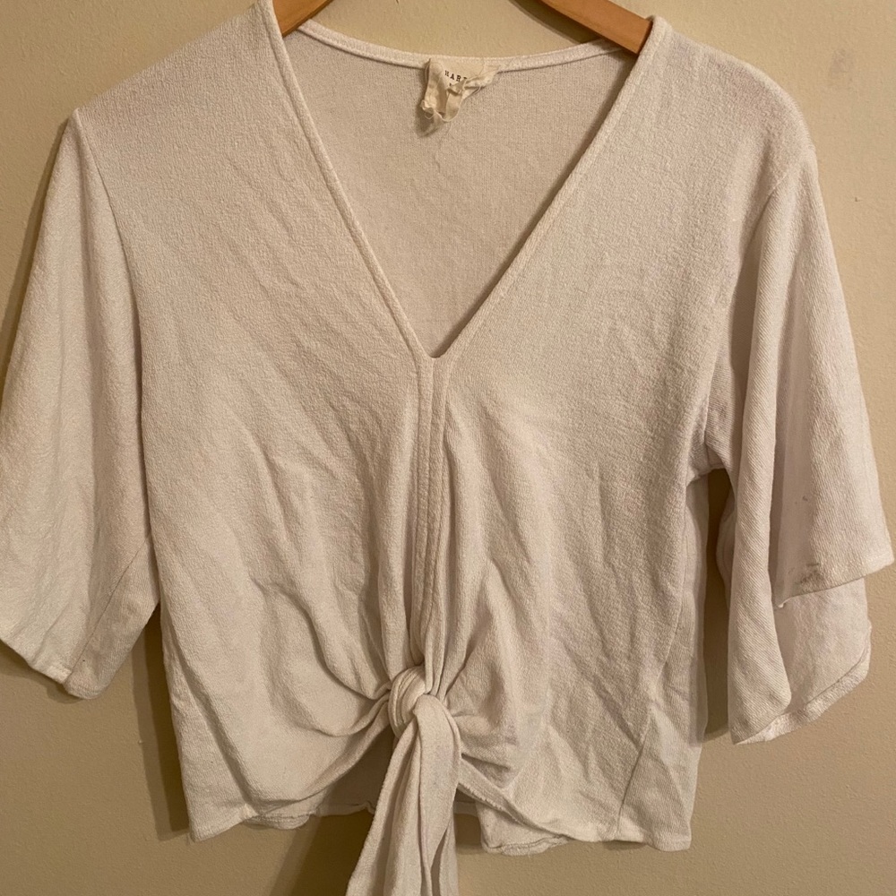 white cropped tie t-shirt